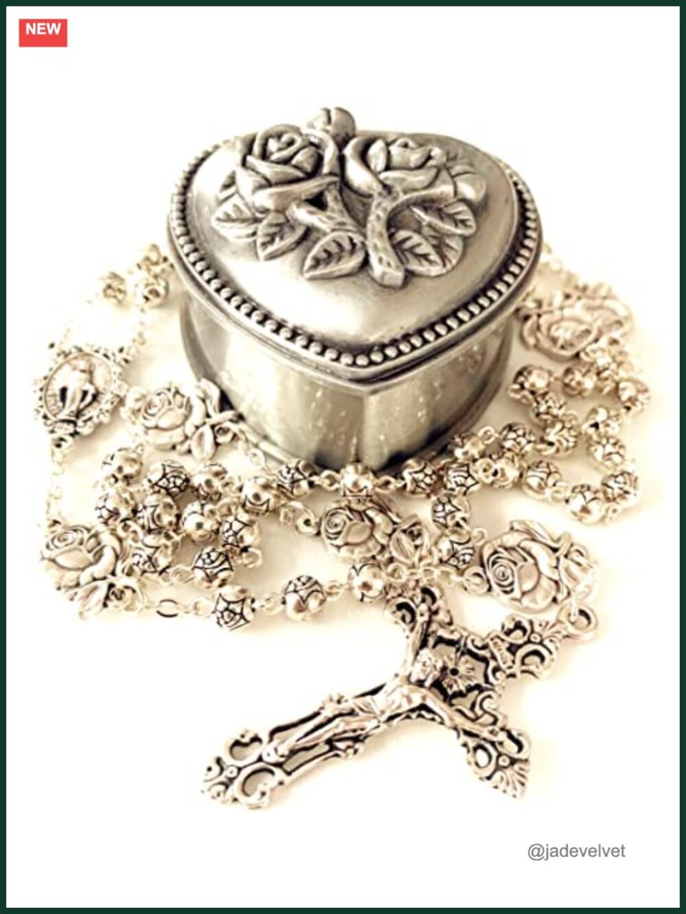 Handmade Sterling Silver Rosary Necklace with Cross Catholic Italy Gift